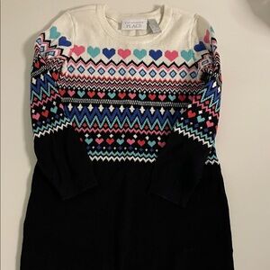 Place Multicolor Heart and Geometric Sweater Dress